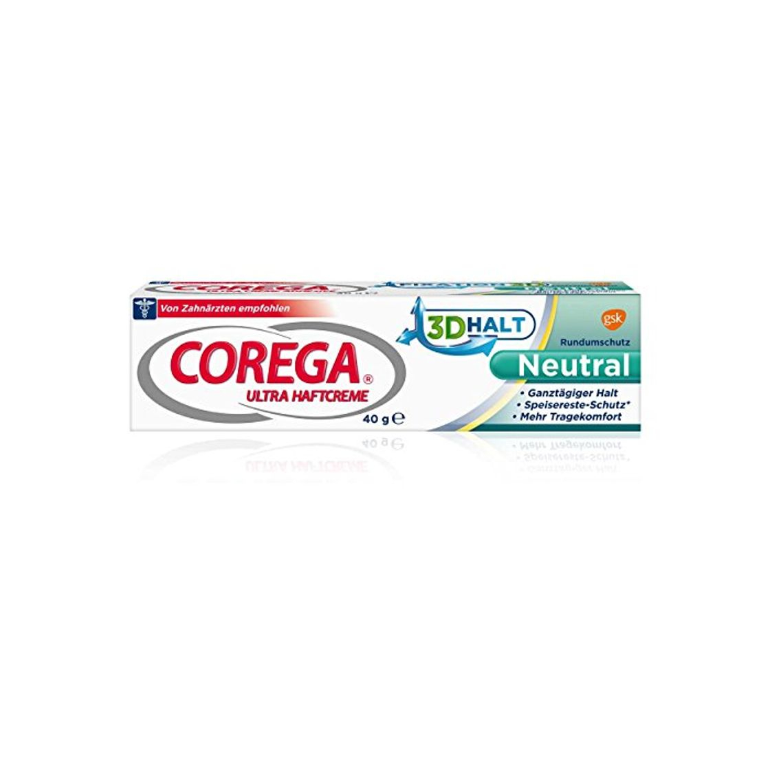 Productos Corega Crema de ultra adhesión sin sabor 40g, Envase de 3