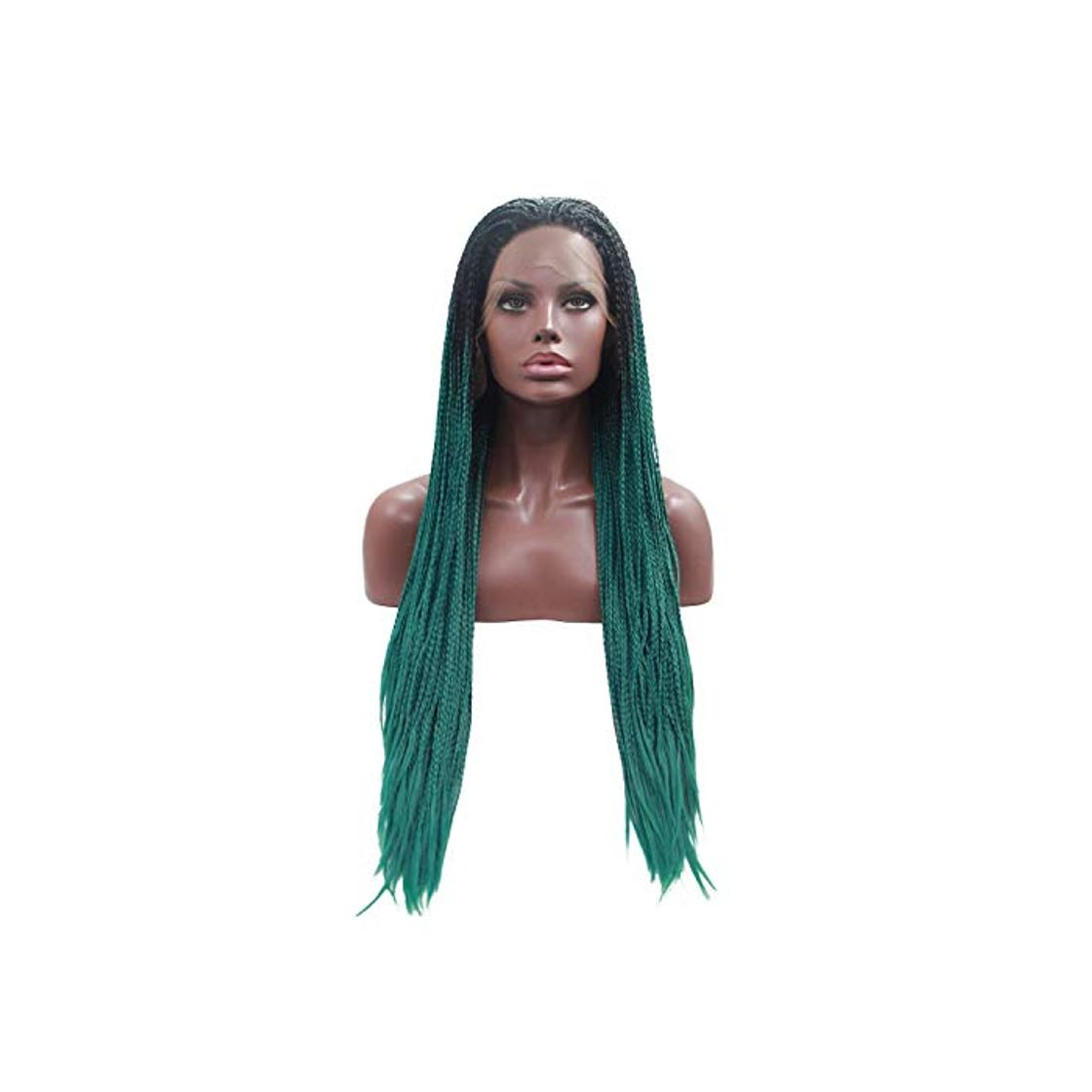 Fashion Bin Zhang Peluca verde africano trenzas gruesas trenzas rastas negras del frente