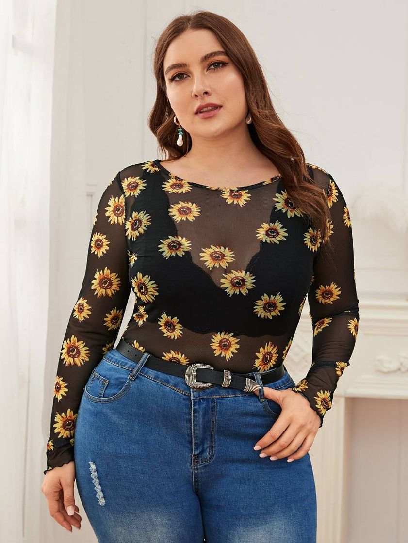 Top de malla floral