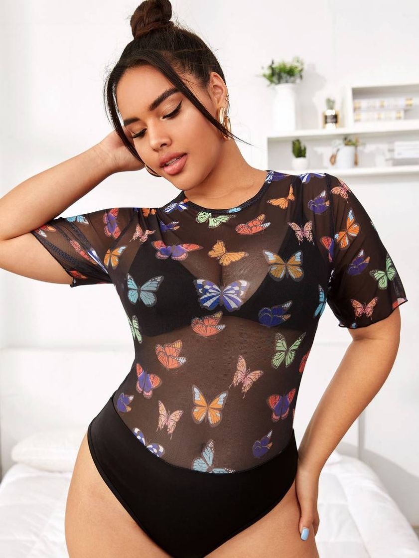 Body con estampado de mariposas