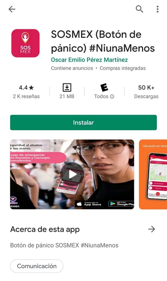 App SOSMEX (Botón de pánico) #niunamenos