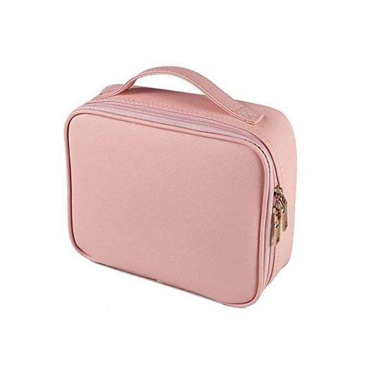 AKFUD Bolsa de Maquillaje de Viaje Femenina Estuche cosmético Organizador Bolsas de Almacenamiento Cuero de PU Neceser Mujer Impermeable Maleta De Maquiagem Bolsa de cosméticos Rosa Sin Cepillo