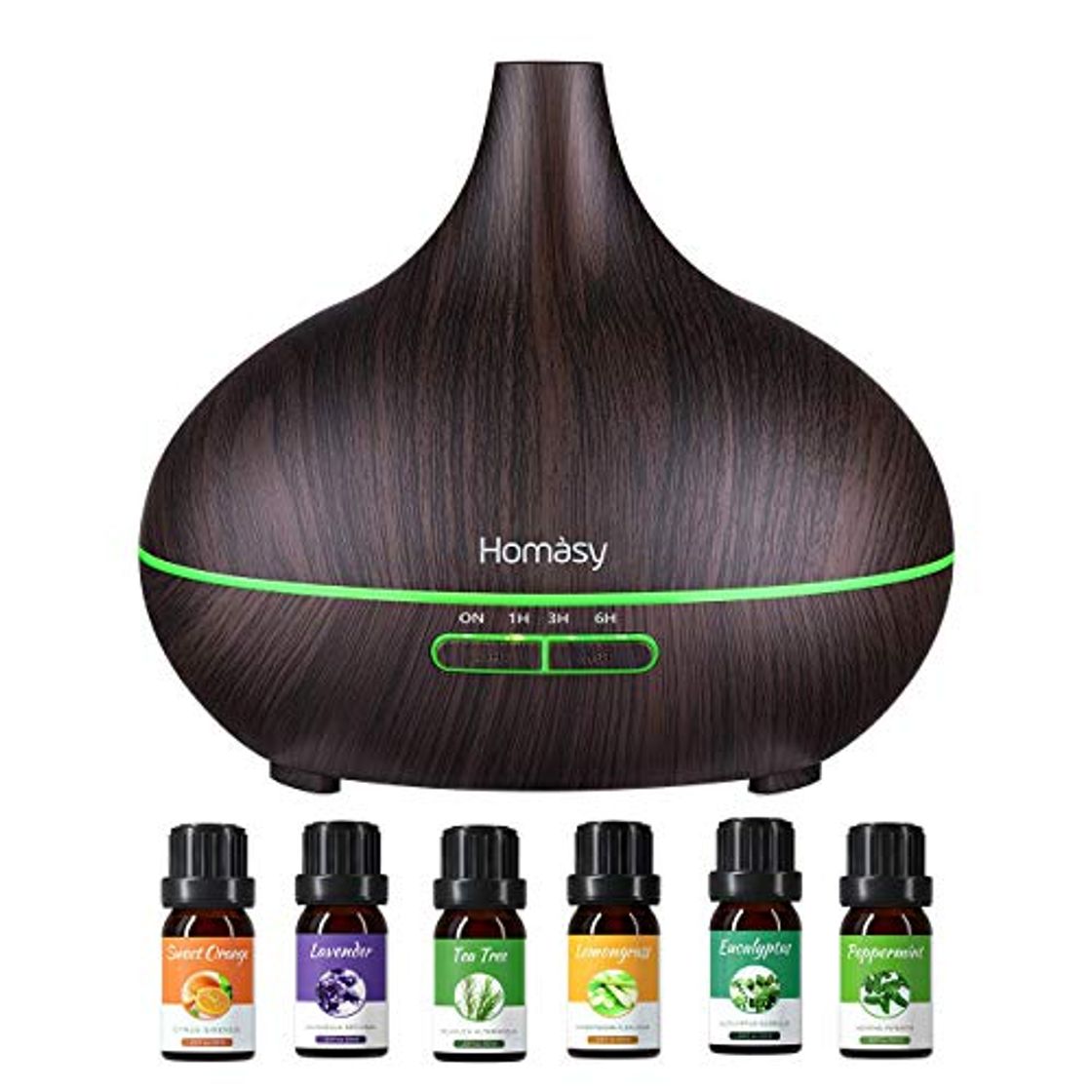 Social Homasy 500ml Difusor de Aromas con 6 Botellas de Humidificadore Aceite Esencial