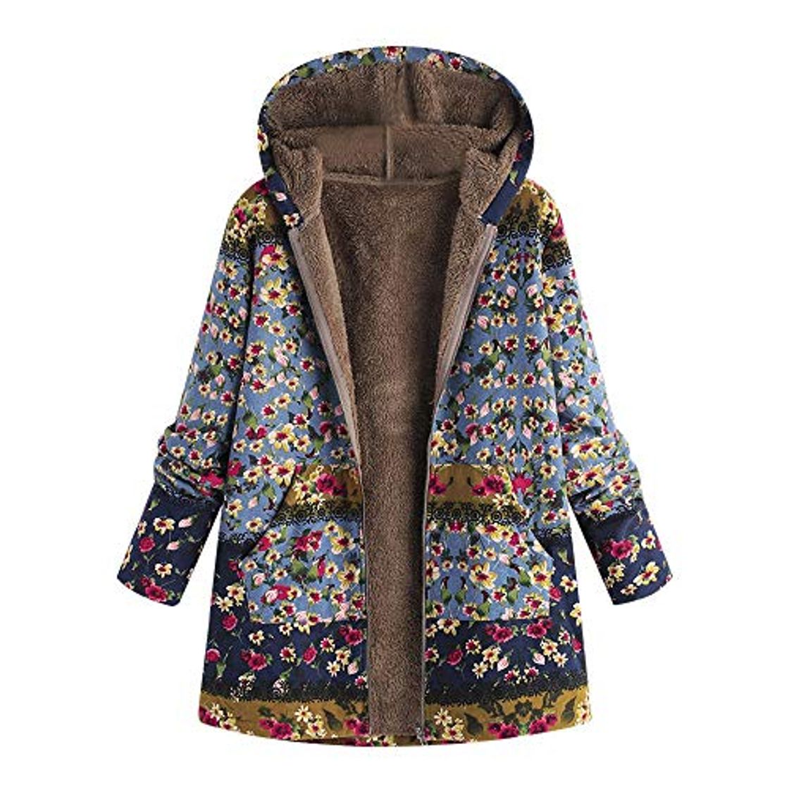 Social Abrigo De Invierno Mujer Libre Abrigos para Mujer Rebajas Talla Grande Abrigo con Capucha De Manga Larga Vintage Cremallera Señoras Abrigos con Bolsillos Gruesos De Lana riou