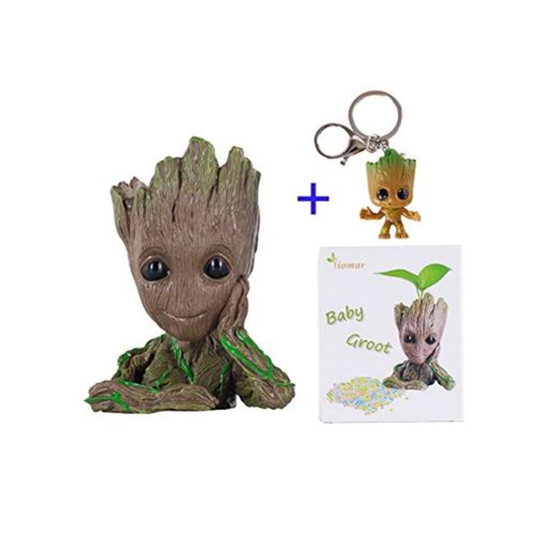 Social Baby Groot Maceta Figura de acción con forma de maceta y lápiz para niños Figuras de la olla de Galaxy Modelo de bebé lindo Juguete Pen Pot