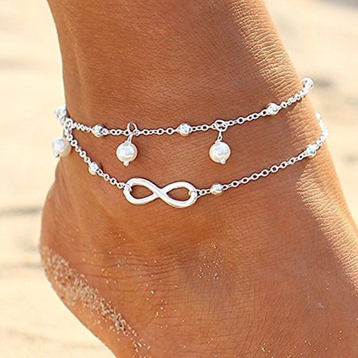 Pulsera de tobillo para mujer de Quanjucheer, para verano, playa, tobillera, Aleación,