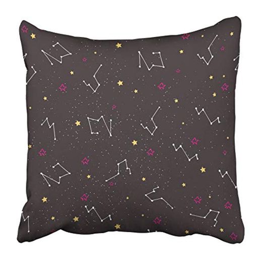 ETGeed Fundas de Almohada Azul Constelaciones del Zodiaco Azul Diseño de Estrellas Cielo Nocturno Bosquejo Rosado Astronomía Abstracta Negros