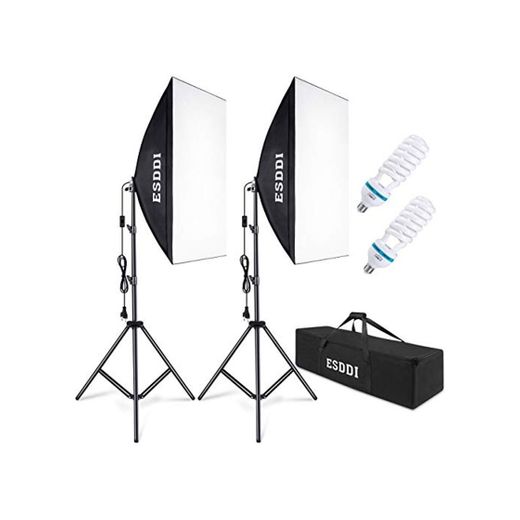 ESDDI Softbox Light Kit Studio Lighting Fotografia con 2 Bombilla de Foto