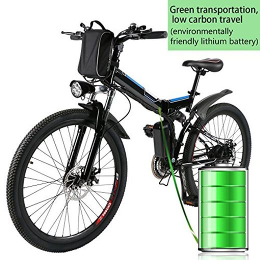 Profun Bicicleta Eléctrica Plegable con Rueda de 26 Pulgadas, Batería de Iones