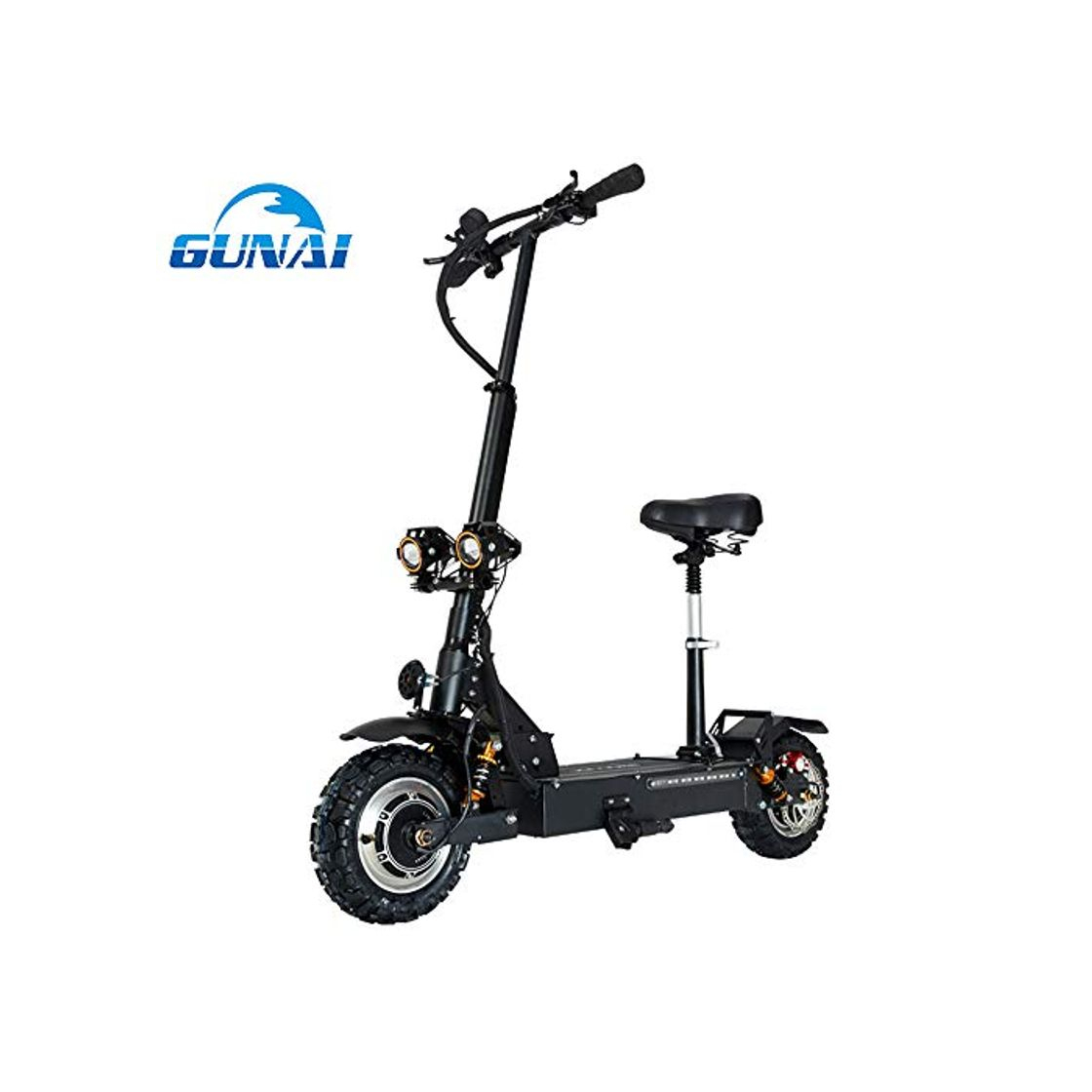 GUNAI Patinete Portátil Eléctrico Scooter Plegable con Manillar y Asiento Ajustable,3200W Velocidad