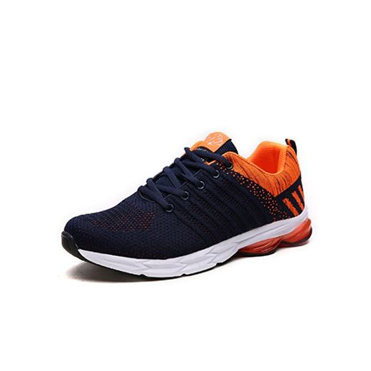 Zapatillas Running para Hombre Aire Libre y Deporte Transpirables Casual Zapatos Gimnasio Correr Sneakers Naranja 43