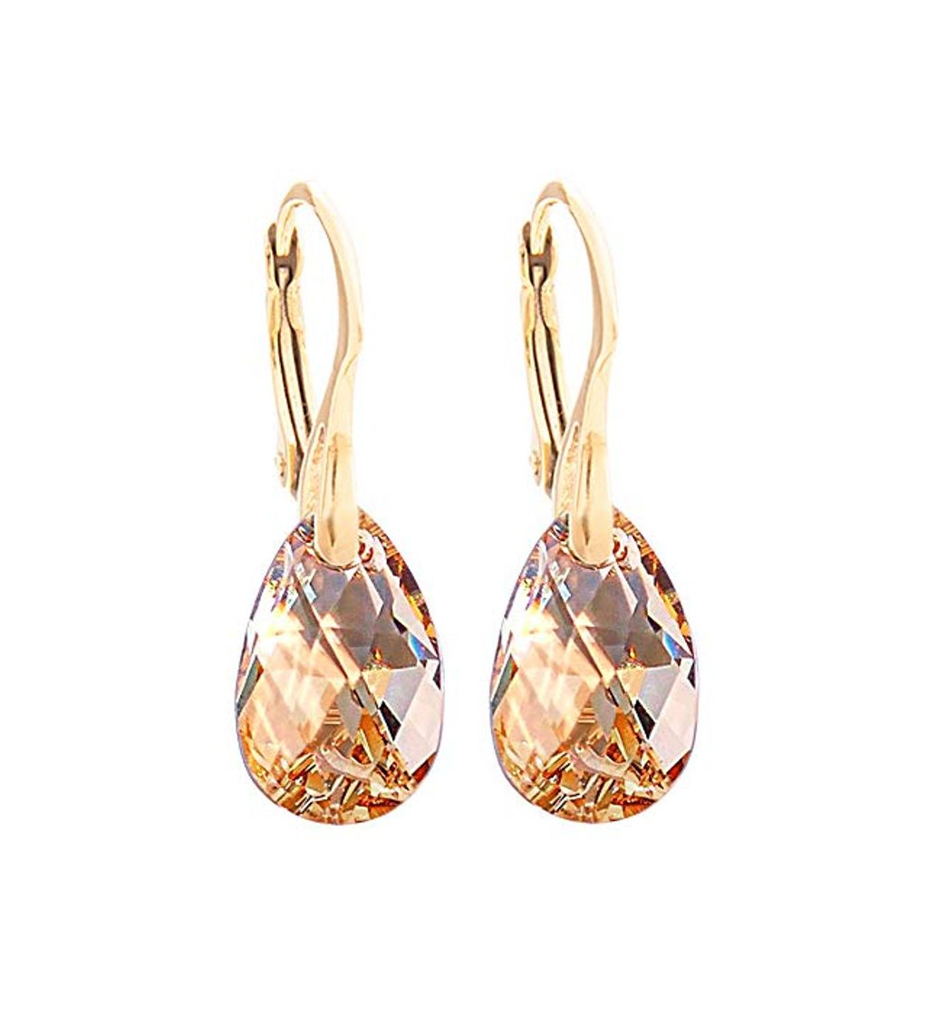 Producto Pendientes de cristales Swarovski® en forma de pera, 16 mm, color dorado,