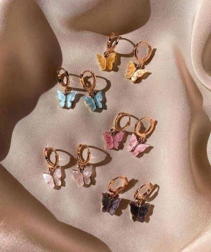90s Aesthetic Korean Multicolor Crystal Butterfly Earrings 