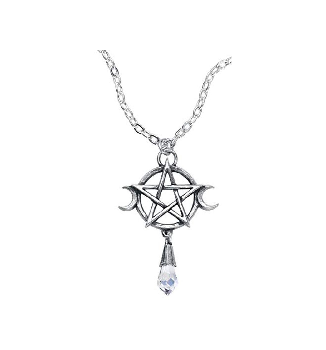 Fashion Alchemy Gothic Wiccan Pentacle Mujer Collar Plateado