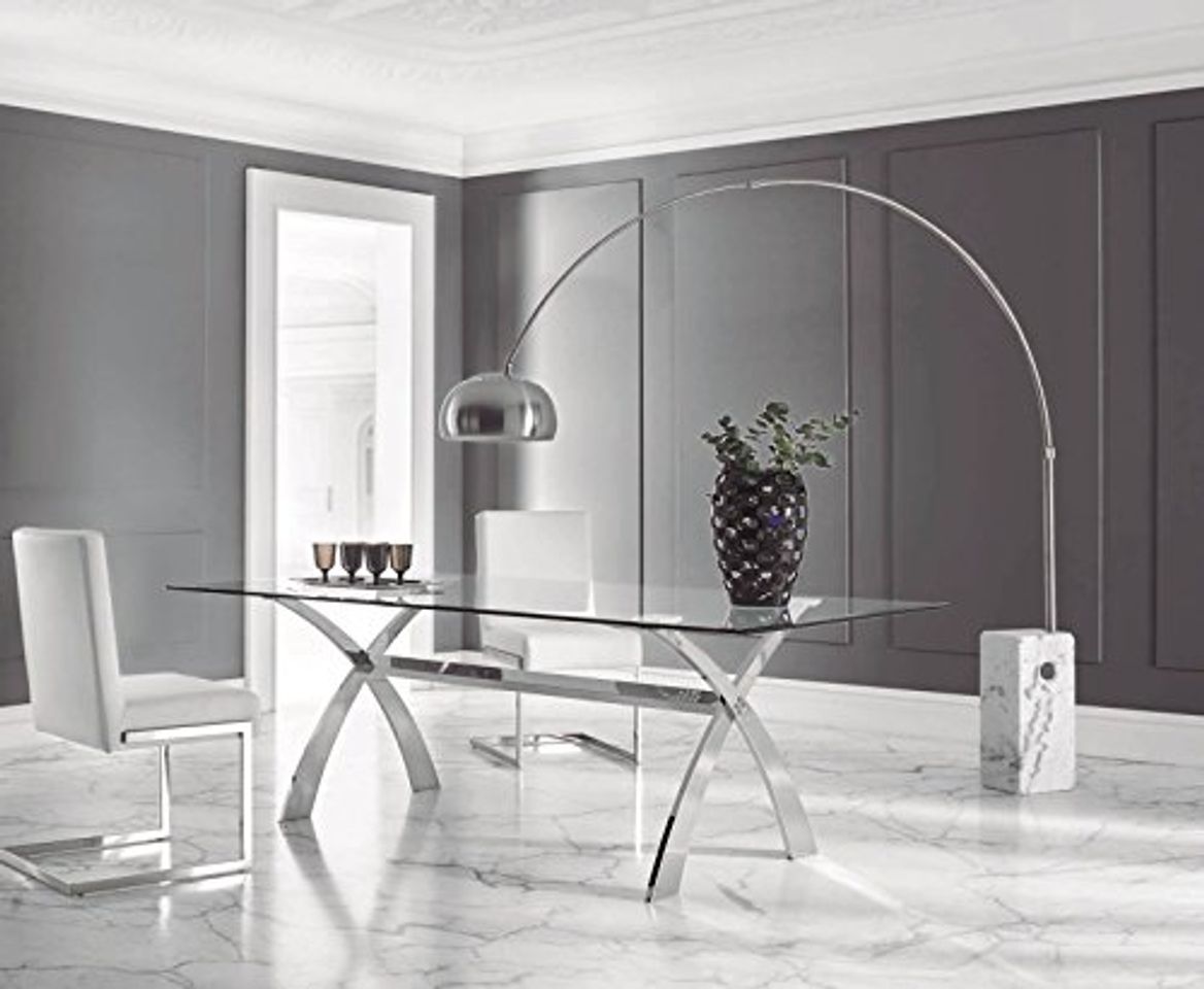 Social DUGARHOME - Mesas de Comedor Modernas - Mesa Acero/Cristal