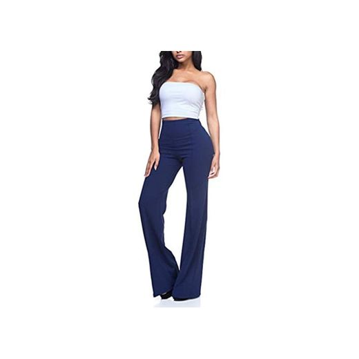 Mujeres Pantalones de Alta Cintura SUNNSEAN Pantalon de Moda Sólido Pantalon Suelto Pantalones Largos Color Liso Largos que Fluyen Pantalones Palazzo Pantalones de Oficina Formales Pants