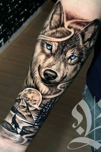 Tattoo masculina lobo 