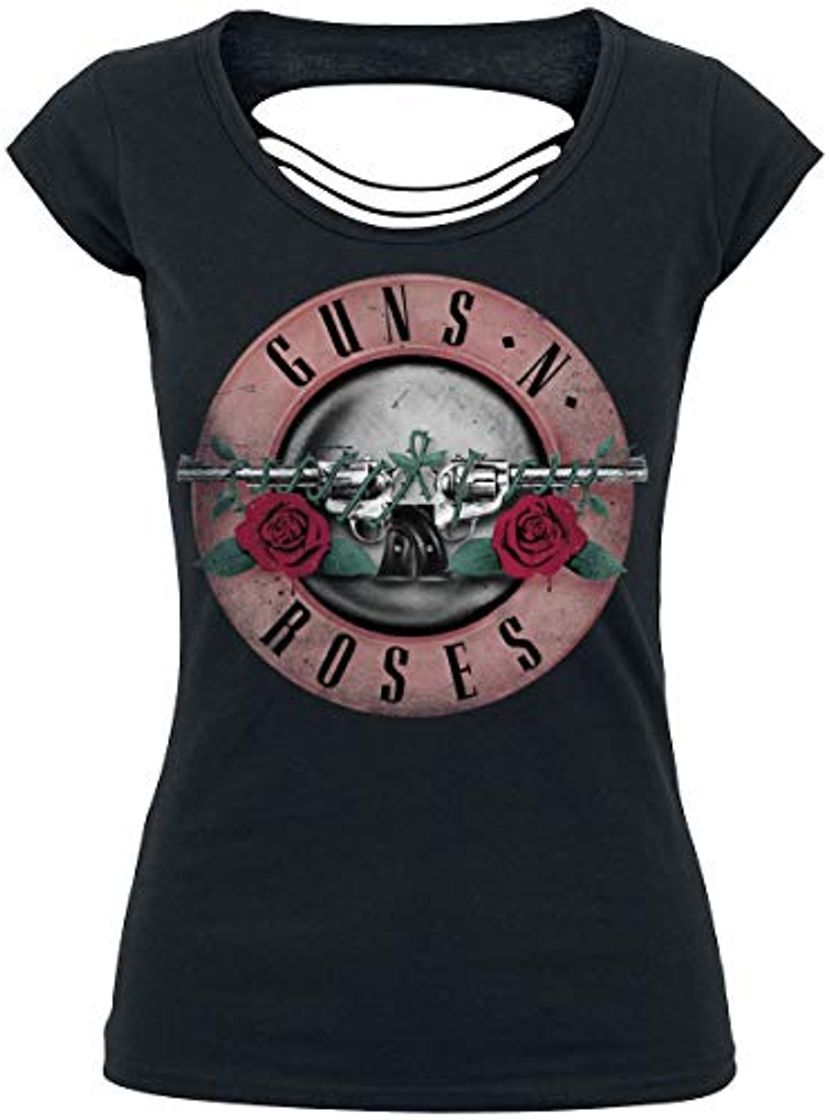 Moda Guns N' Roses Pink Bullet Mujer Camiseta Negro XL