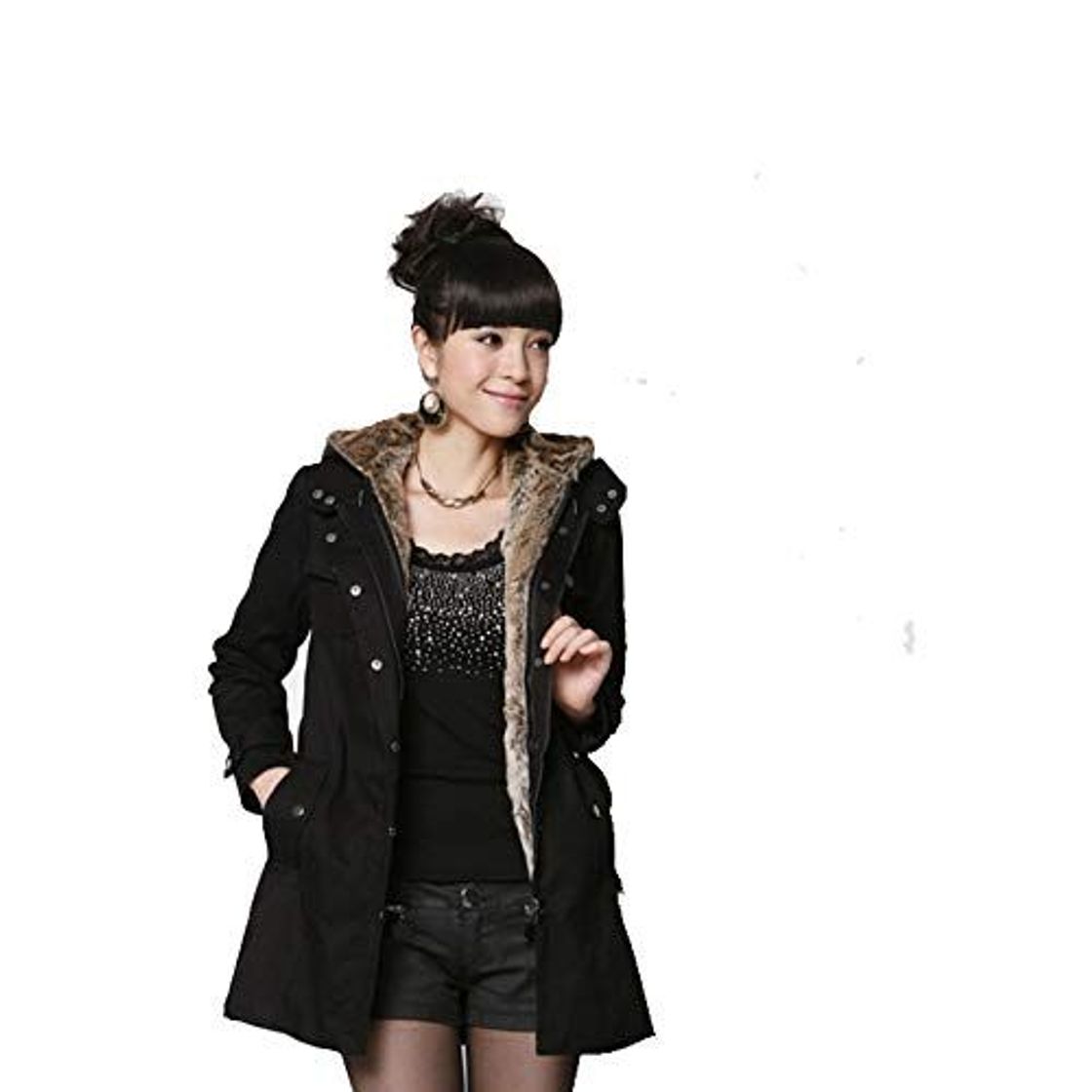 Social Abrigo De Invierno Mujer Libre Abrigos para Mujer Rebajas Talla Grande Abrigo con Capucha De Manga Larga Vintage Cremallera Señoras Abrigos con Bolsillos Gruesos De Lana riou