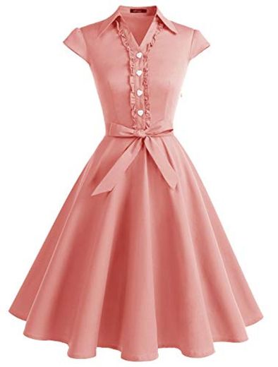 Wedtrend Vestido Vintage Escote V 1950s Cóctel Rockabilly Mujer Vestido Fiesta WTP10007BlushXL