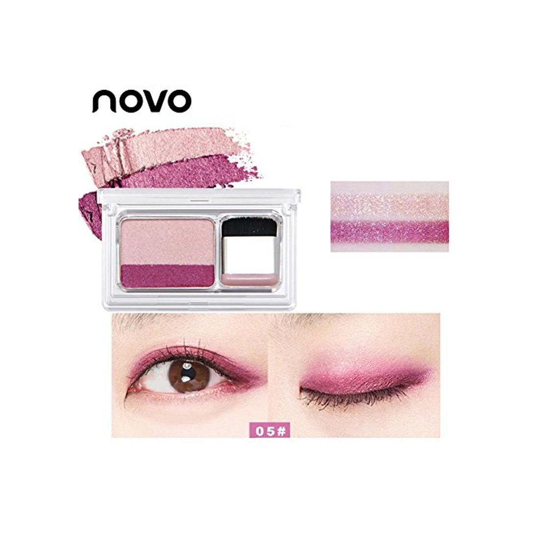 Product Novo Paletas de Sombras de Ojos Doble Colores Mate y Brillante Estuches de Sombras Ojos Perezoso