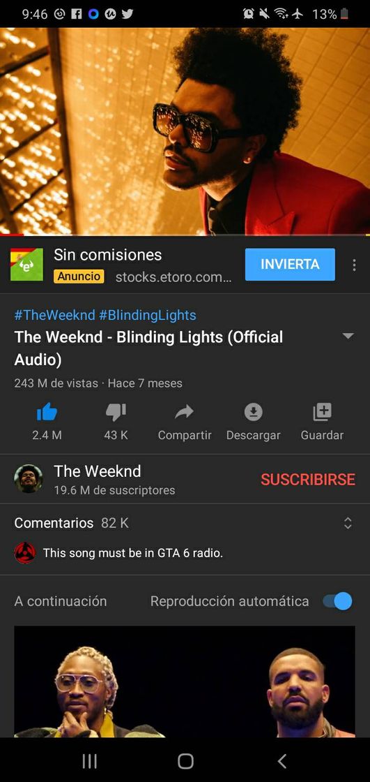 Canción Blinding Lights - The Weeknd