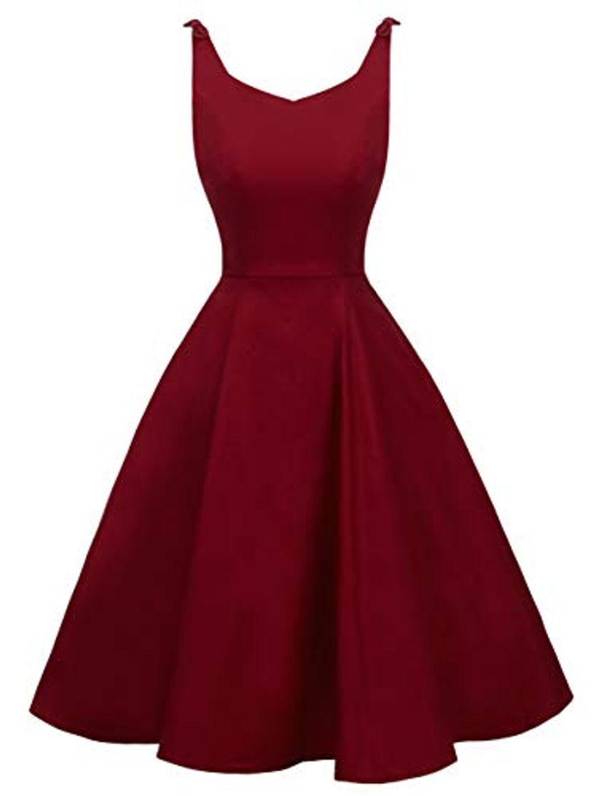 Producto Juniors 50s Vintage V-Neck Rockabilly U-Back Swing Party Dress with Bows on