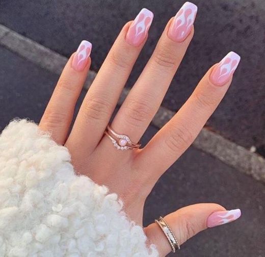 Cute Pink fire nails