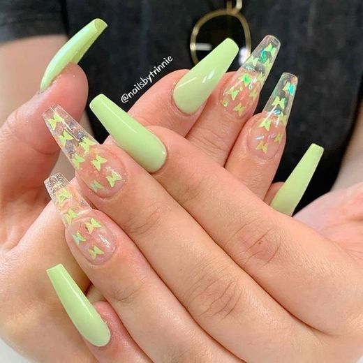 Green cute nails