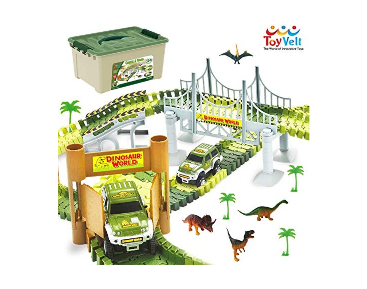 Producto ToyVelt Dinosaur Toys Race Track Toy Set - 206 Pieces Road Race-Flexible