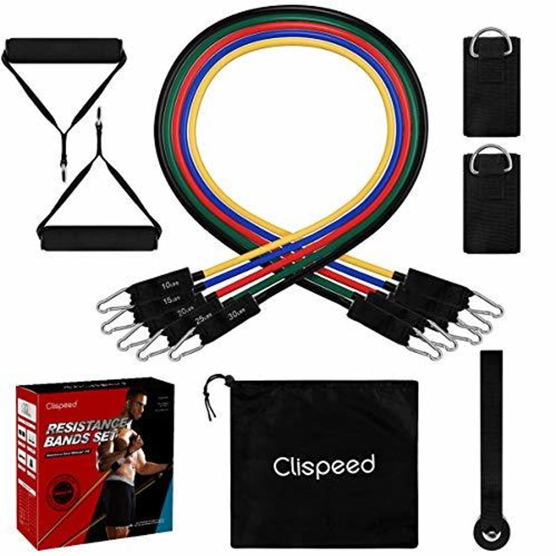 Product CLISPEED 11PCS Resistance Bands Set Stackable Practical Durable Fitness Pull Rope Workout