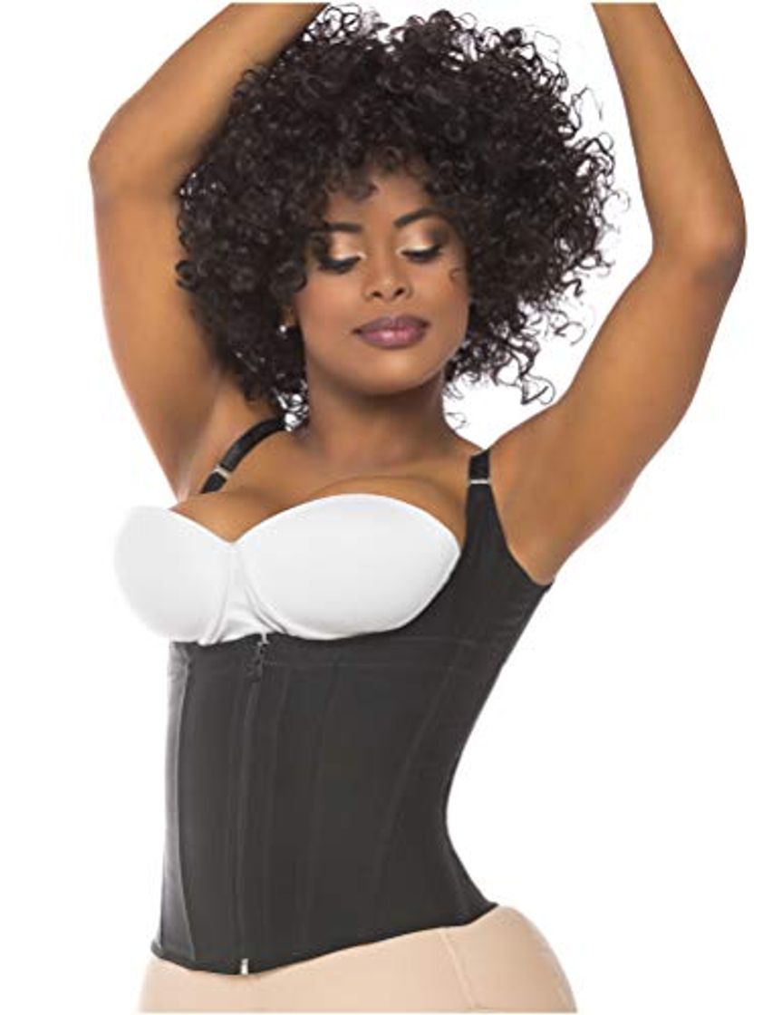 Product Salome 0313 Fajas Cinturilla Reductoras Adelgazantes Abdominal Postparto Colombianas Mujer Uso Diario Busto Abierto Control Espalda Alta Negro M