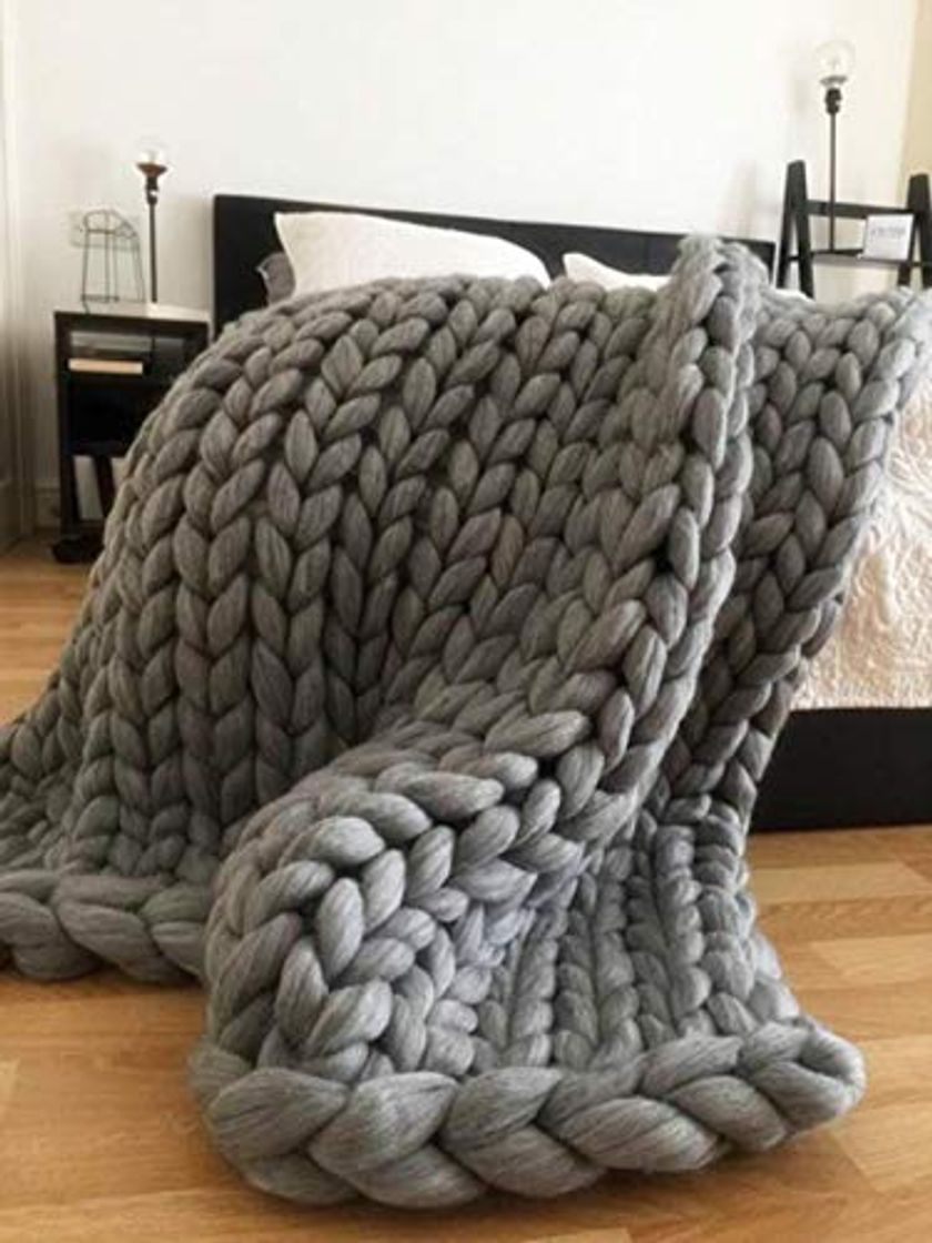 Productos LASISZ Fashion Hand Chunky Wool Knitted Blanket Thick Yarn Merino Wool Bulky