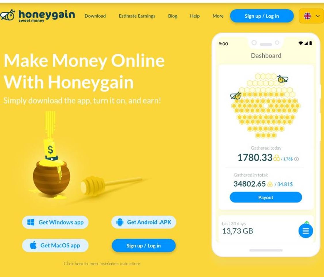 Moda Honeygain App para ganar dinero.