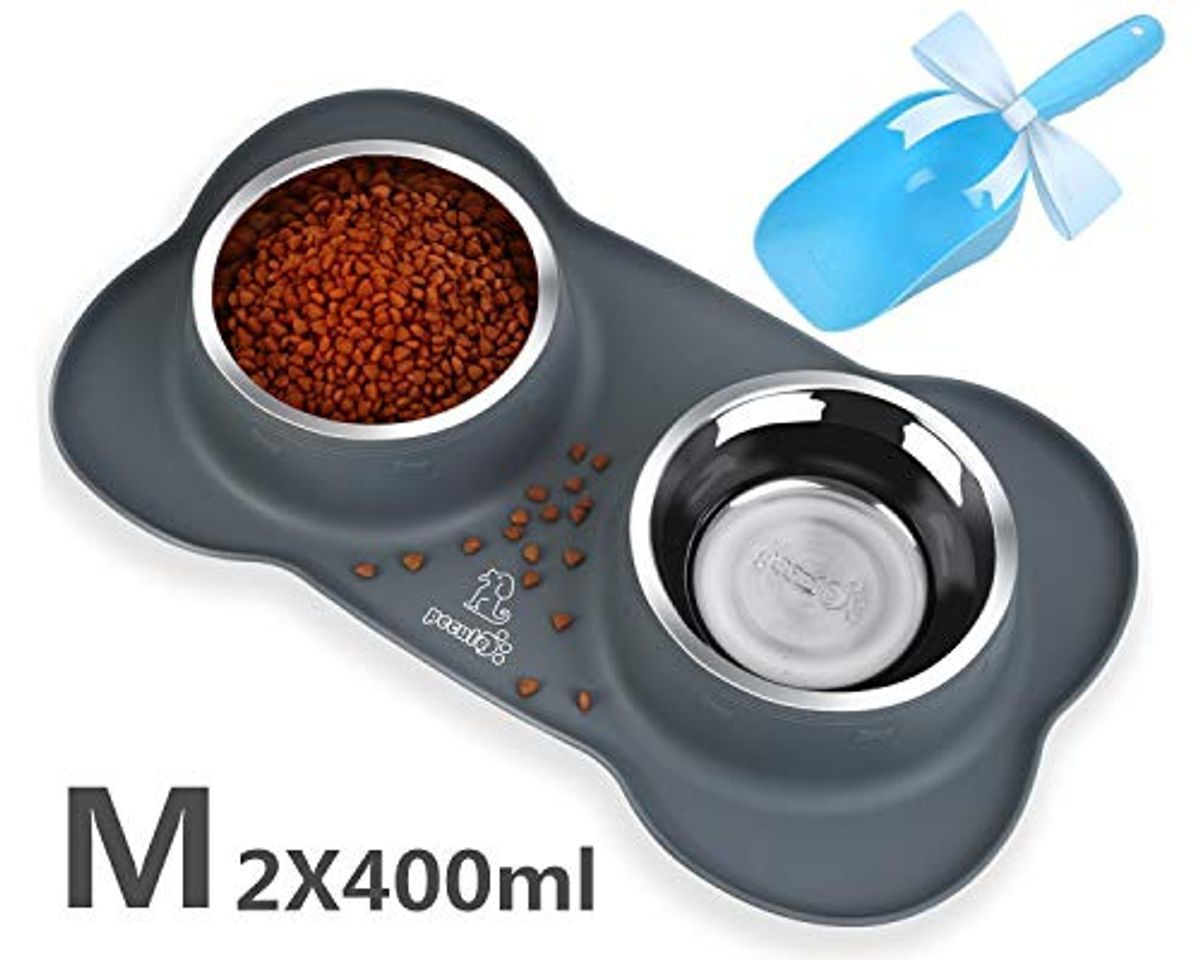 Social Pecute Comedero para Gatos Perros Mascotas de Acero Inoxidable 28oz/800ml con Pala