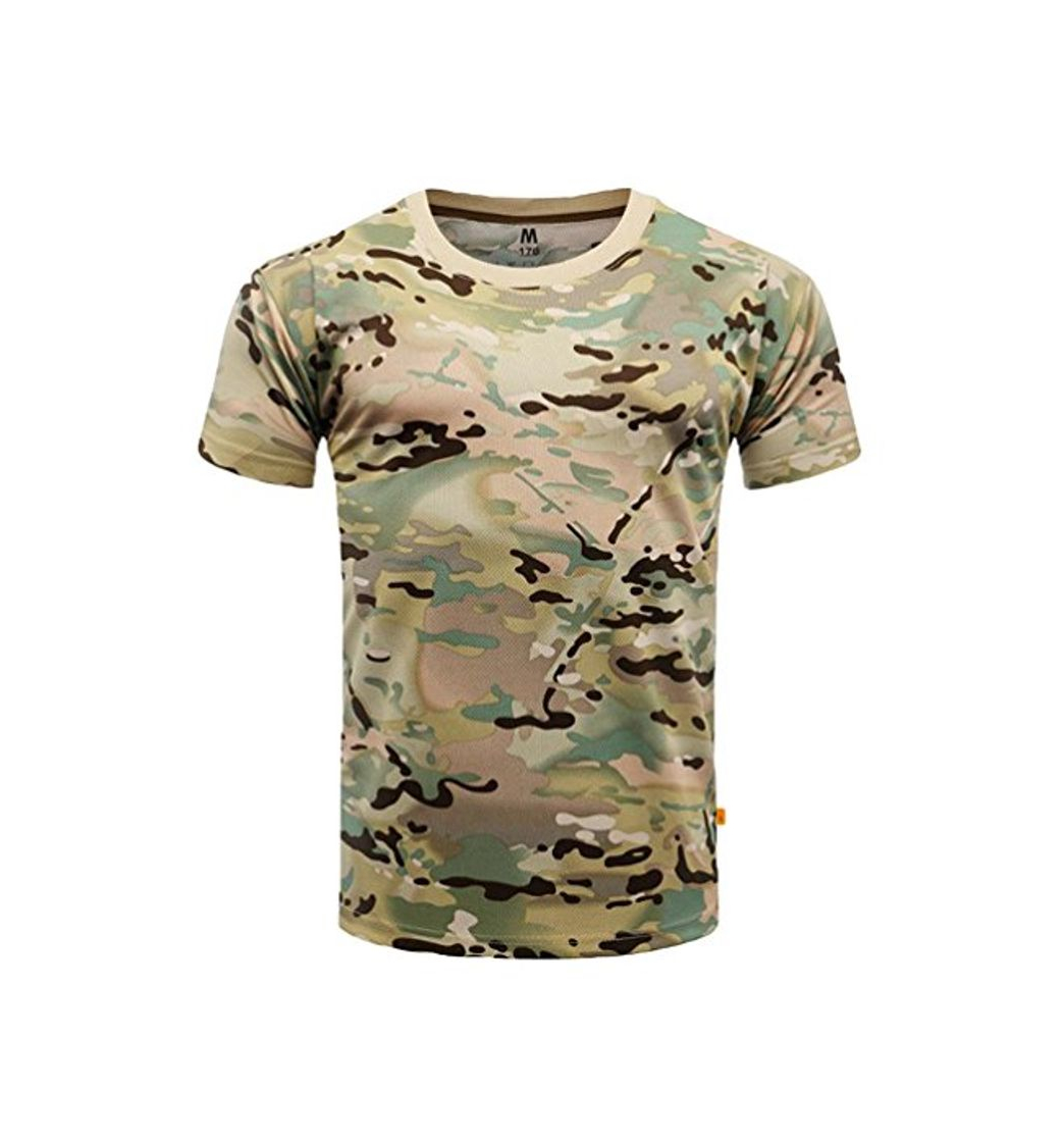 Product Hombre Verano Camo T Shirts Malla Tácticas Militar Training Aire Libre Manga Corta Transpirables Secado Rápido Camisetas Top CP 2XL