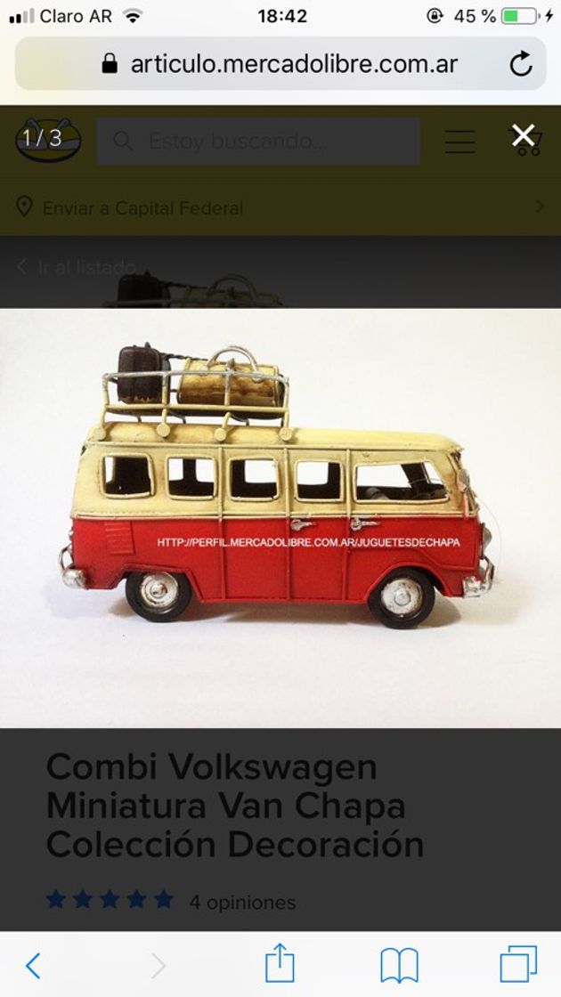 Fashion Combi Volkswagen Miniatura Van Chapa Colección Decoración