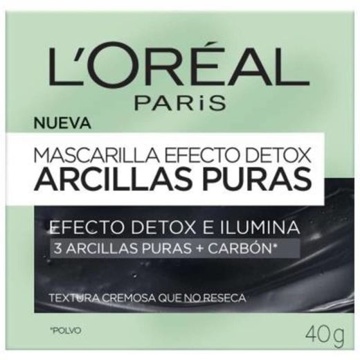 Mascarilla L'Oréal Paris efecto detox arcillas puras 40 g