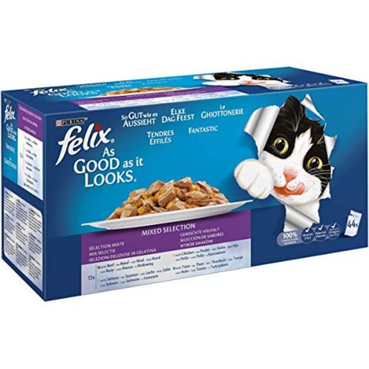 Purina Felix Fantastic comida para gato surtido variado Pack 44 x 100