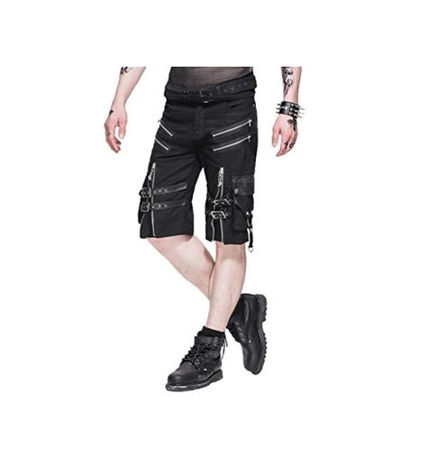 Devil Fashion Steampunk - Pantalones cortos de verano para hombre, con cremallera,