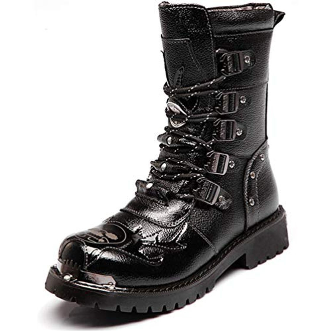 Social LXLLY Botas para Hombre Martin Botas de Cuero Genuino Ejército Militar Impermeables