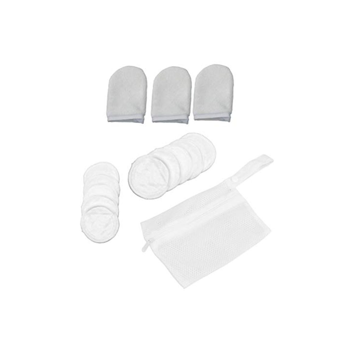 Product Beaupretty Almohadillas Desmaquillantes de Bambú Y Guantes de Microfibra para Limpieza Facial Rondas de Algodón de Bambú Orgánico Reutilizables con Bolsa de Lavandería Paquete de 16