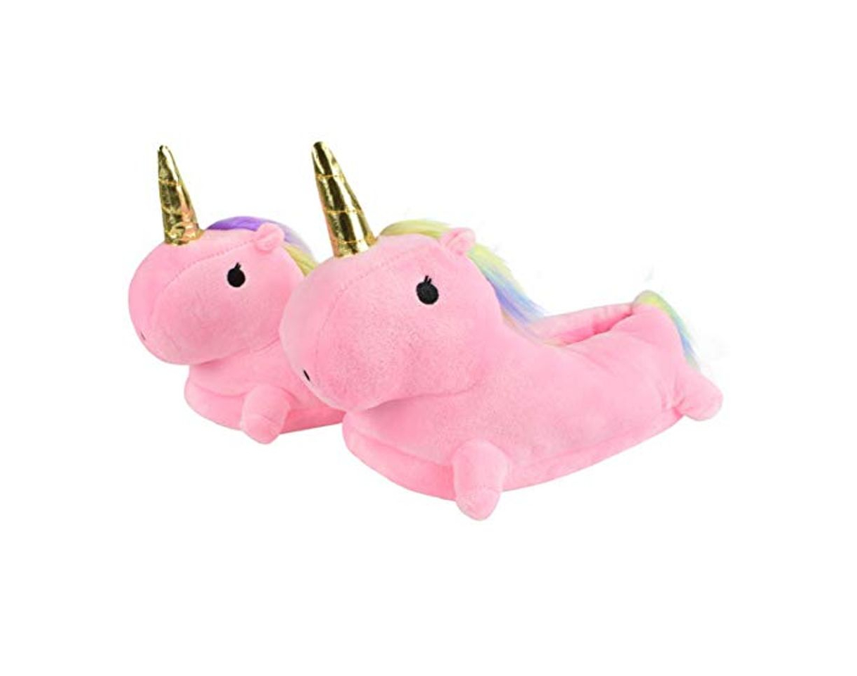 Fashion heekpek Adulto Unicornio Suave Terciopelo Animal De La De Otono Invierno Unisex Espesar Calido Zapato Zapatilla Halloween de Terciopelo Felpa Zapatos