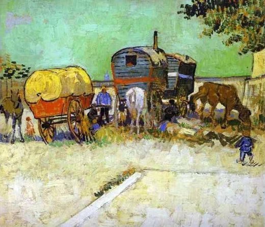 Carretas, campamento gitano cerca de Arlés. De Van Gogh