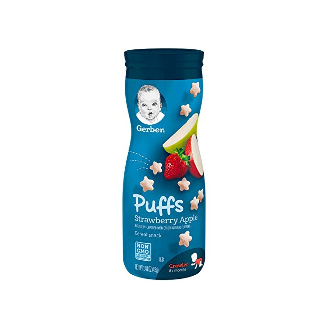 Producto Gerber, Graduados, Aperativos Puffs cereales, Fresa Manzana, 1,48 oz