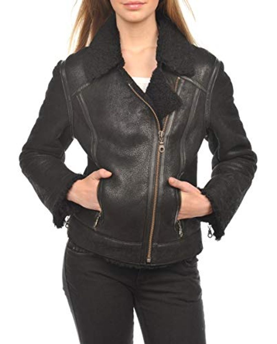 Moda Arturo Chaqueta Bombardero Cuero Mujer Rihana Negro 44