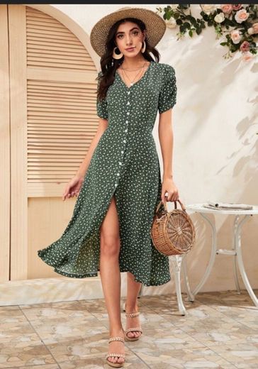 Ditsy Floral Button Through Dress