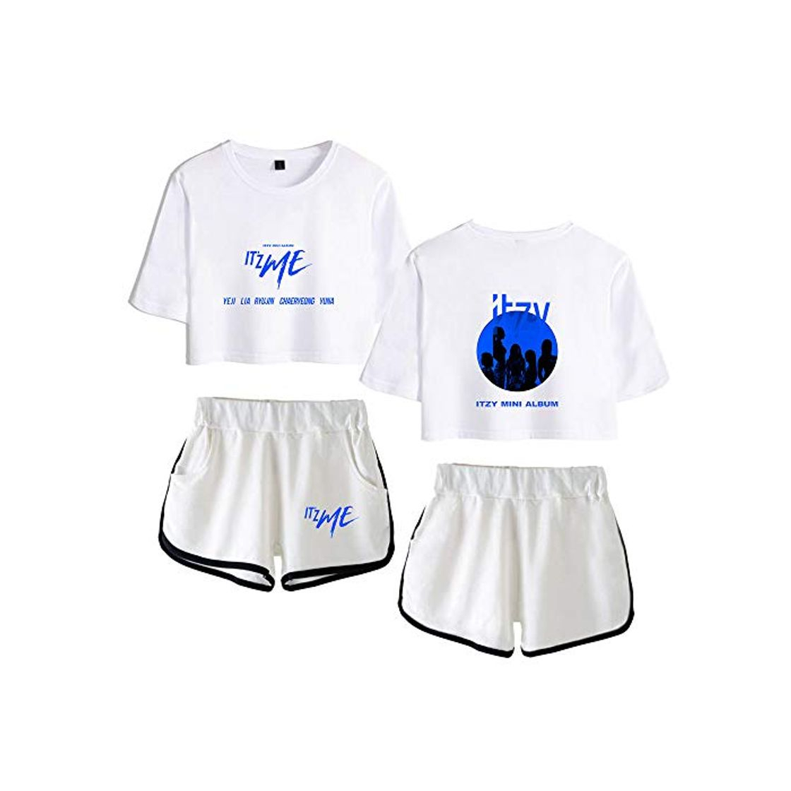 Social ITZY Conjuntos Deportivos para Mujer Chándales Deportiva Camiseta y Pantalones Crop Top