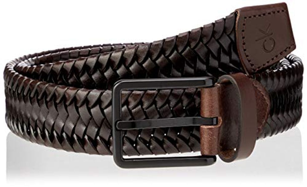 Moda Calvin Klein Braided Fixed Leather Belt Cinturón, Marrón