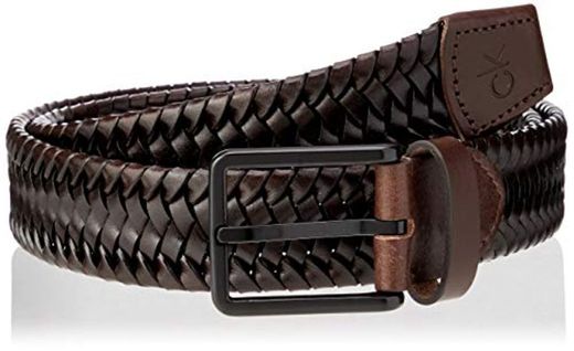 Calvin Klein Braided Fixed Leather Belt Cinturón, Marrón